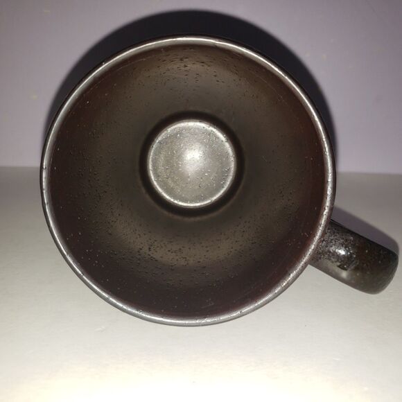 Stonewear Dark Brown  Green Leaf Cottonball 4" Coffee Mug Cup - Picture 7 of 7